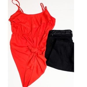 3/$15  red ruffle tank top tunic red ruffle top